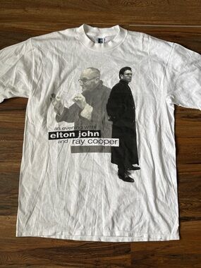 Elton John ray cooper concert shirt White Graphic Men’s Shirt with Black Print